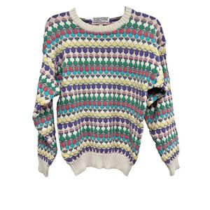 ISLANDER Comfy Sweater England chevron Kawaii 80s 90s Fairy Kei Small A000487